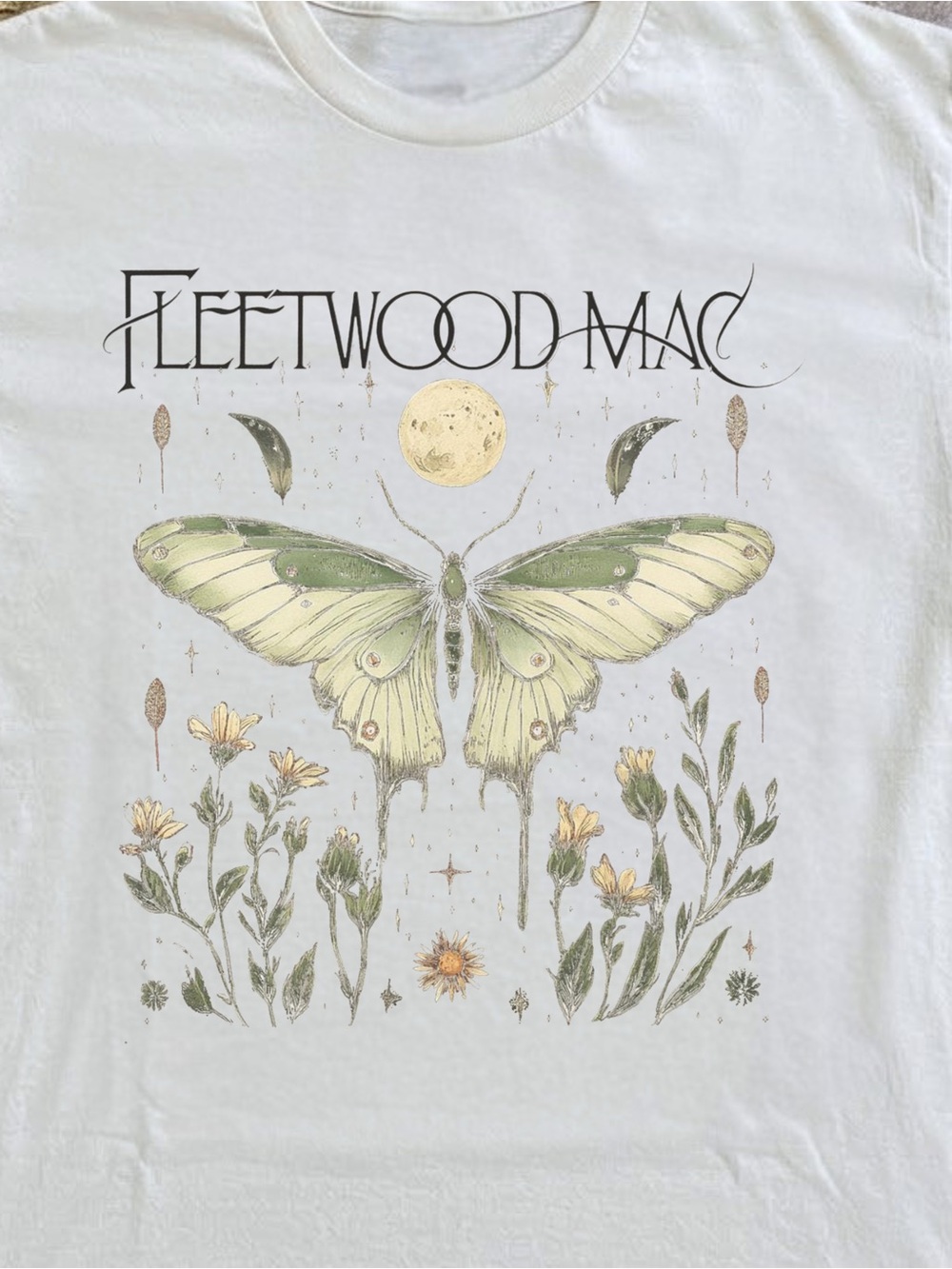 White Fleetwood Mac butterfly floral Graphic Tee - Picture 2 of 2